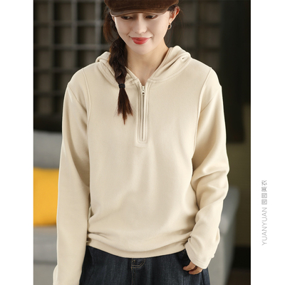 加厚保暖连帽卫衣套头绒衫帽衫