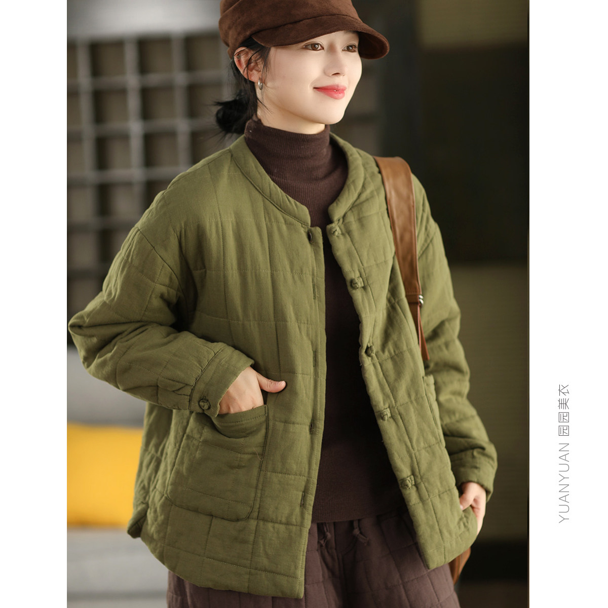 盘扣夹棉外套保暖加厚棉衣棉袄