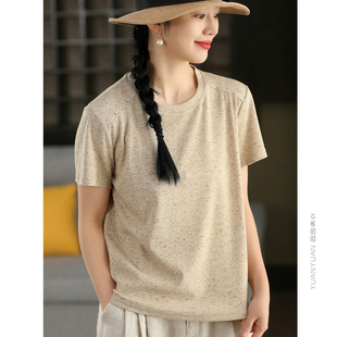 百搭套头衫 园园美衣新款 T恤女春夏款 点子纱短袖 文艺上衣显瘦 时尚