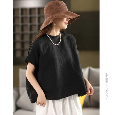 气质套头衫文艺宽松中袖上衣衬衣