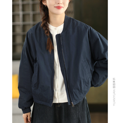 拼接螺纹全棉加厚棉袄外套