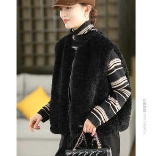 冬季时尚羊羔毛加厚马甲仿托卡外套内里麂皮绒保暖无袖马夹上衣