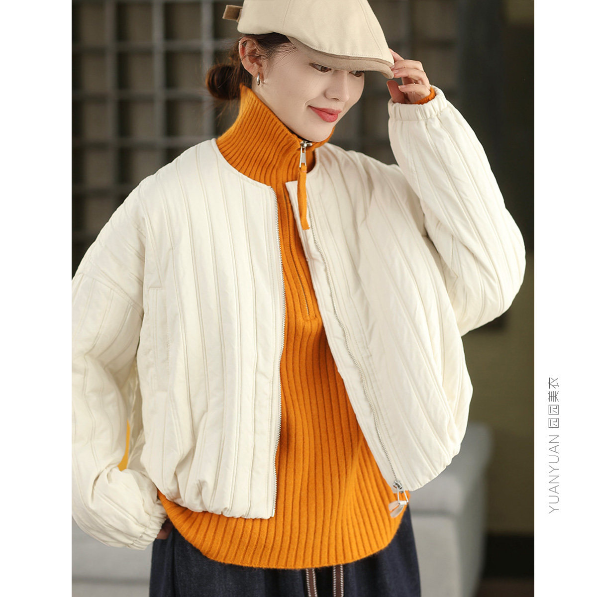 园园美衣冬季时尚90%白鸭绒保暖绗线外套女拉链短款加厚羽绒服,女装/女士精品,羽绒服,淘宝优惠券,粉丝福利购,淘宝优惠卷