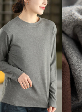 园园美衣新款百搭高棉质弹力打底衫T恤内里细绒保暖套头衫内搭