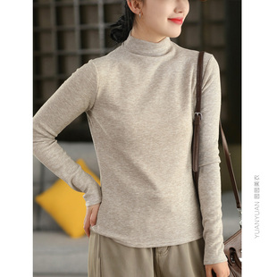 园园美衣冬季时尚磨毛针织打底衫女内里加绒保暖内搭套头衫上衣