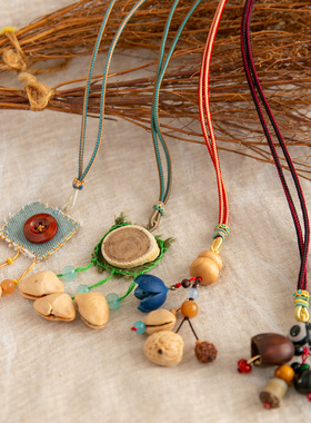 复古天然手工吊坠文艺森系禅意国风项链小众感挂饰百搭饰品