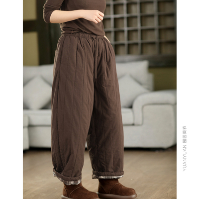 绗线全棉夹棉保暖棉裤长裤