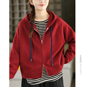 外套针织衫 双头拉链保暖开衫 连帽女时尚 加厚羊毛高端毛衣冬季