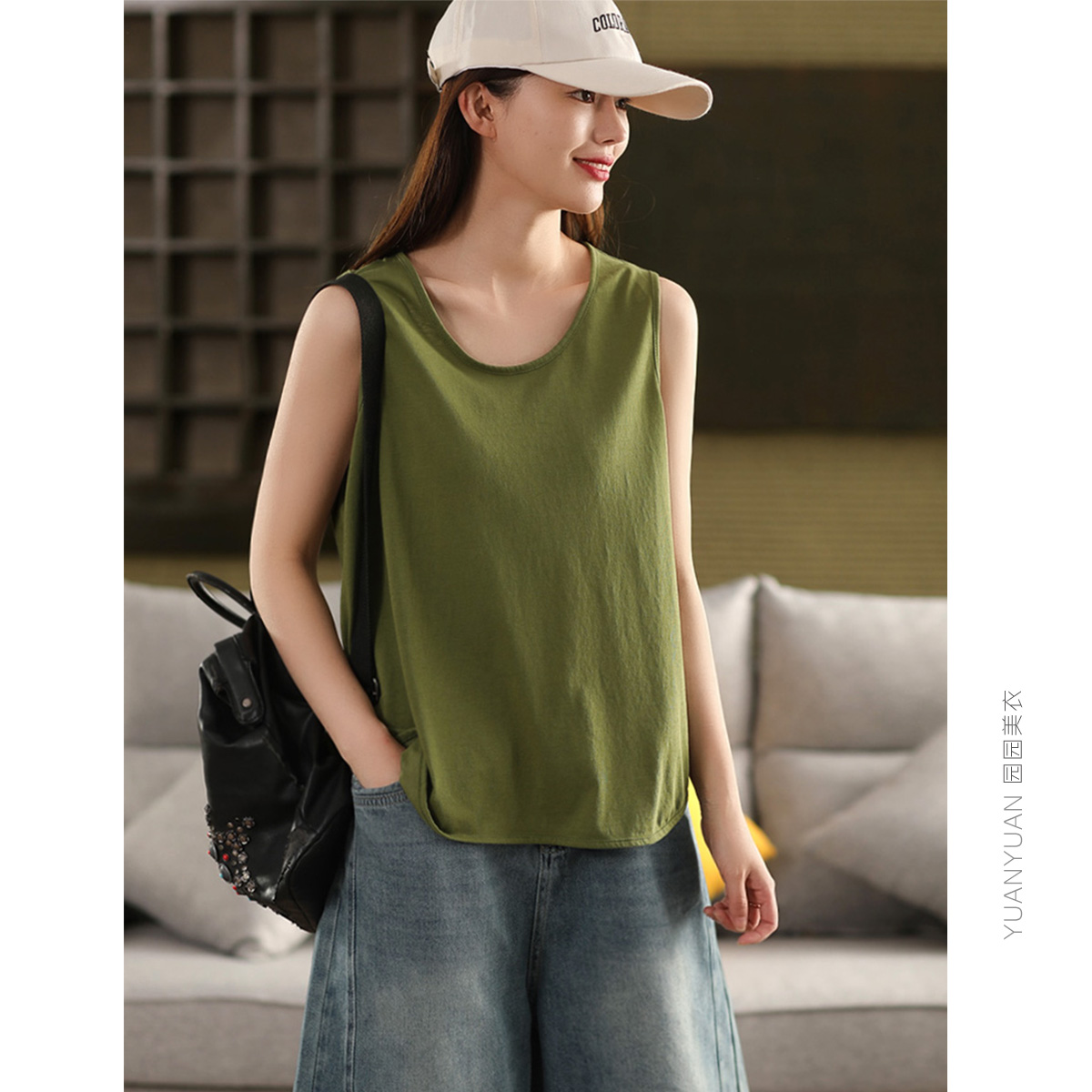 纯棉无袖背带打底上衣内搭