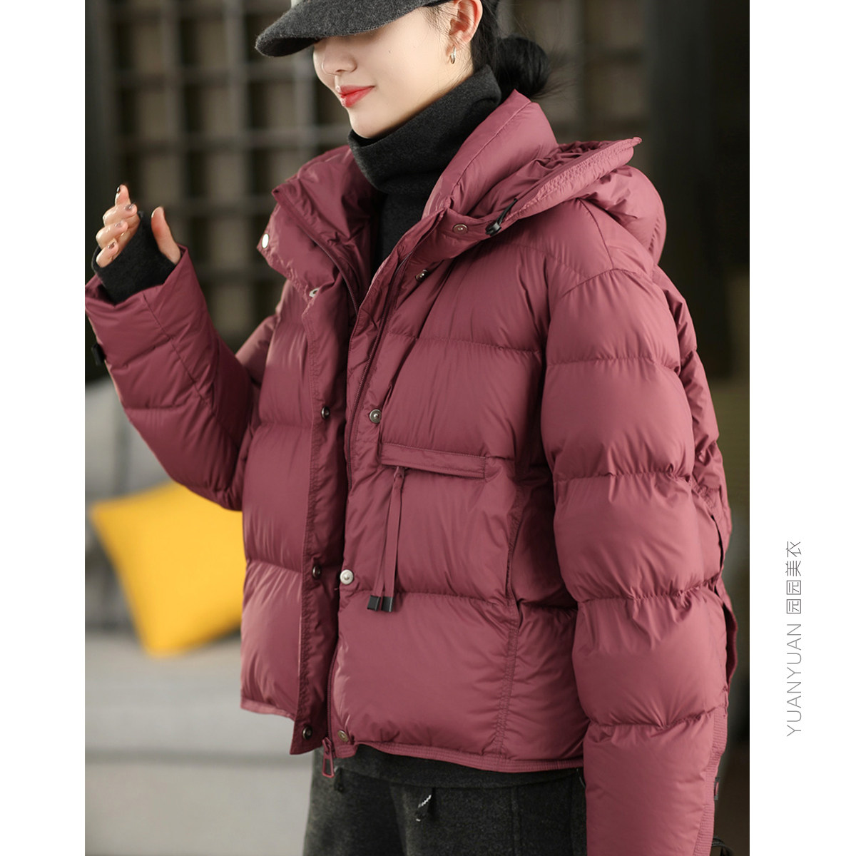 园园美衣2026年冬季90%白鸭绒保暖外套加厚连帽羽绒抽绳摆面包服,女装/女士精品,羽绒服,淘宝优惠券,粉丝福利购,淘宝优惠卷