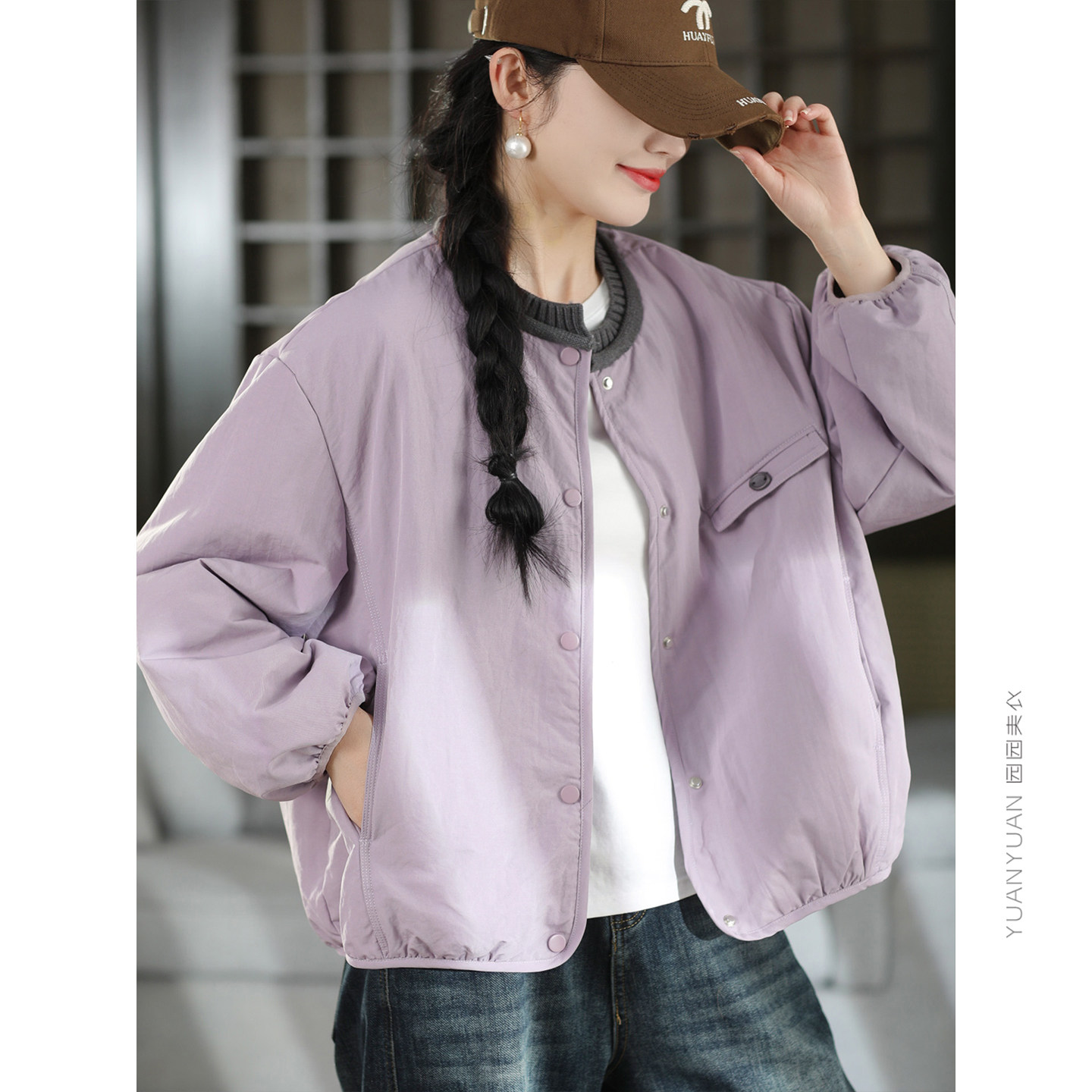 【两个系列可选棉服】夹薄棉外套拼接针织领加厚保暖棉衣宽松棉服