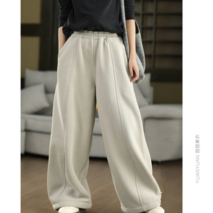 高克重 针织棉加绒卫裤冬季加厚保暖裤立体拼接显瘦休闲宽松长裤