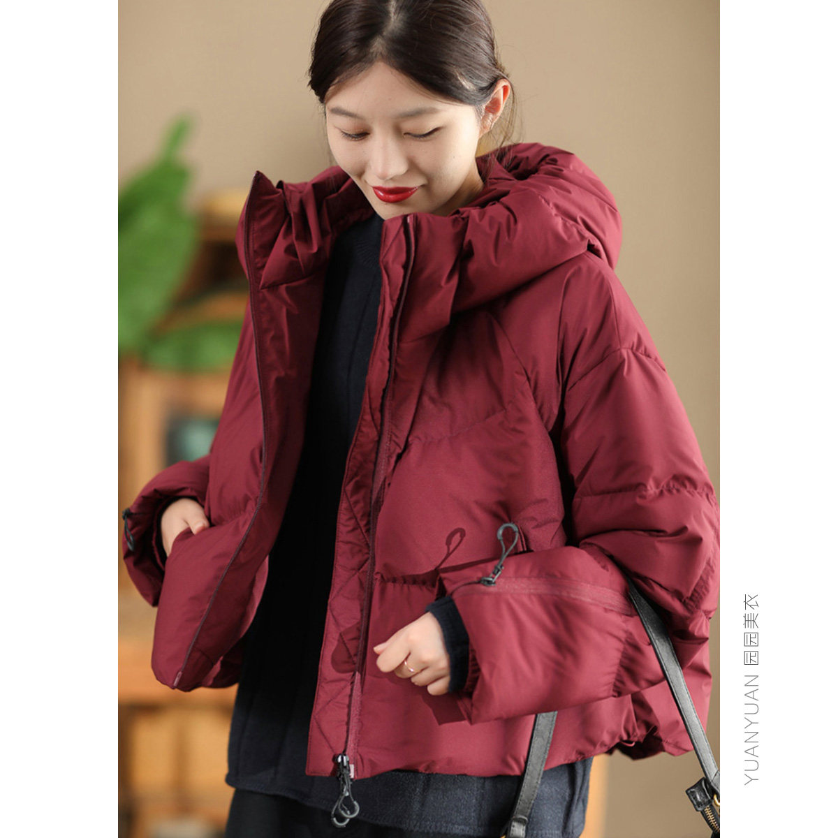 安可拉红高保暖90%白鸭绒新国标羽绒服时尚冬季抽绳摆蓬松感外套,女装/女士精品,羽绒服,淘宝优惠券,粉丝福利购,淘宝优惠卷