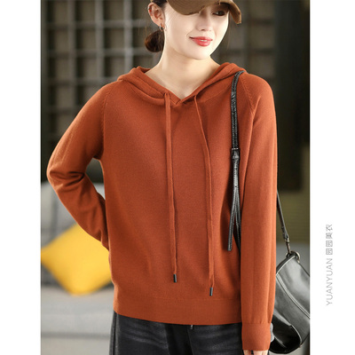 园园美衣冬季时尚连帽加厚套头毛衣女文艺软糯保暖针织内搭上衣