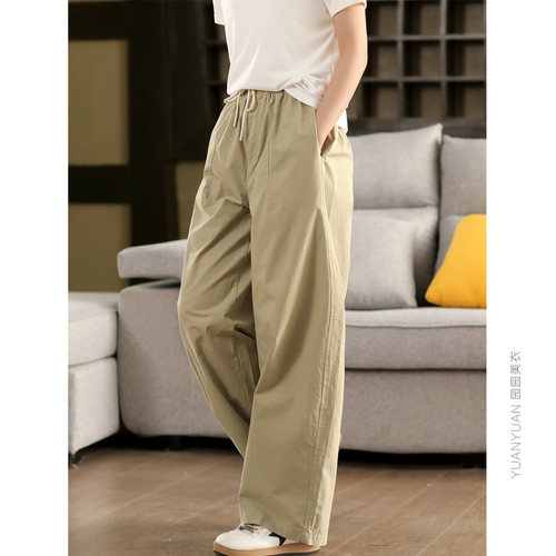 全棉直筒裤显瘦长裤宽松
