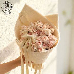 秋冬新品毛绒绒布鲜花花艺包装纸高级布艺花店包花布面料diy资材