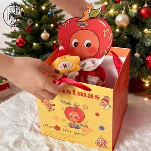 圣诞节新款圣诞卡通系列正方形原创设计手提袋鲜花礼物包装手提袋