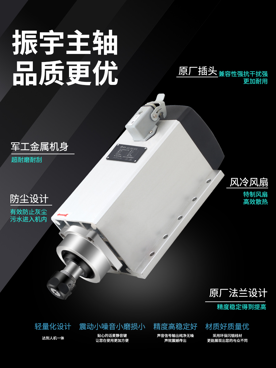 振宇/FQD门窗铝机钻铣床主轴电机3.5KW 18000转门锁打孔用ER20款