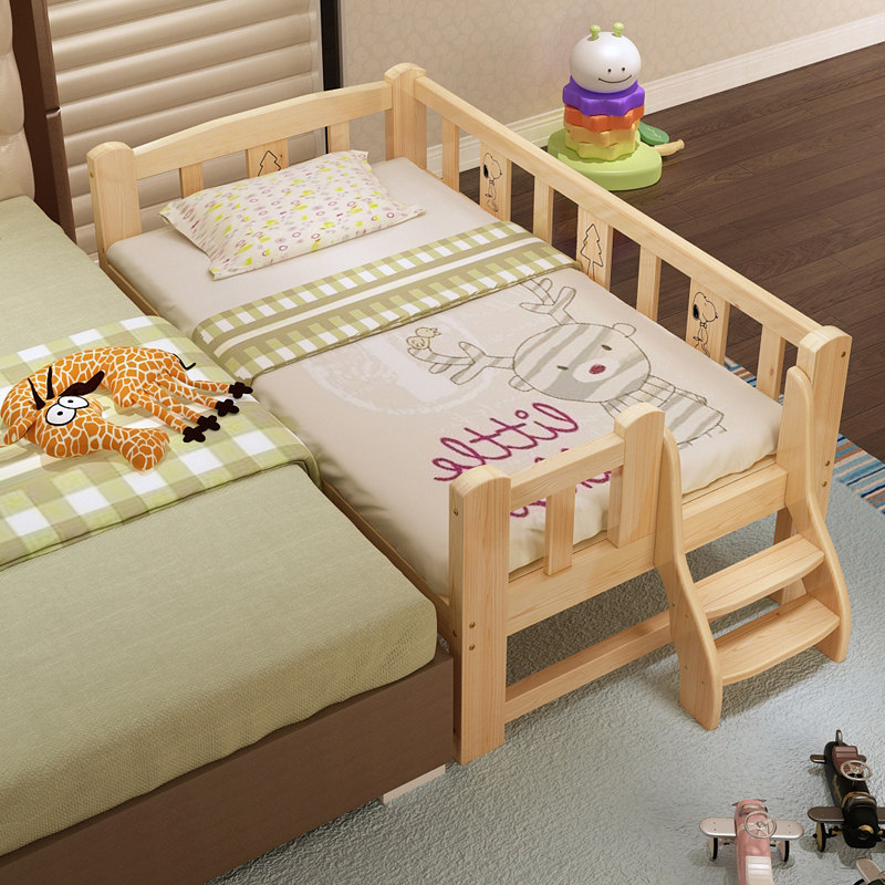 实木儿童床带护栏小床单人床男孩女孩 公主床小孩床加宽床拼接床|ruв категории жилой мебели, кровать класса, детская кровать - от Buy2taobao.com для оказания профессиональной услуги покупки агента Taobao