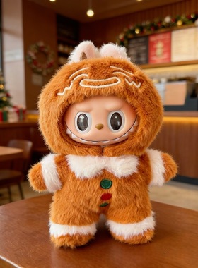 labubu姜饼人娃衣圣诞衣服套装一二三代拉布布毛绒白色恐龙套装