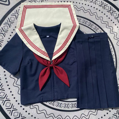 【白红三本】红三本绀色水手服