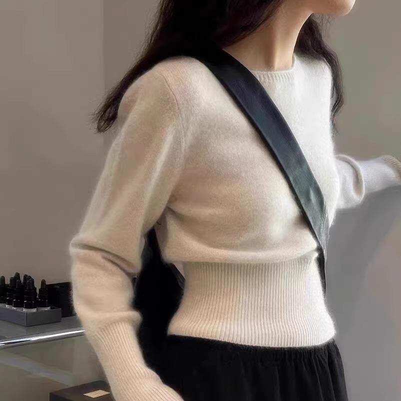 100%纯羊毛衫女2025秋冬新款一字领内搭韩版长袖毛衣显瘦羊绒打底