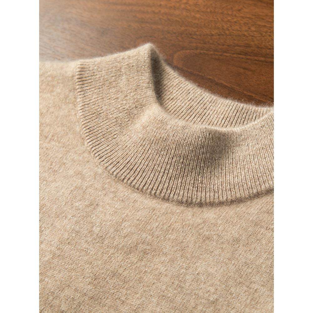 秋冬新款高品质男款100%小山羊绒衫薄款半高领针织套头打底毛衣