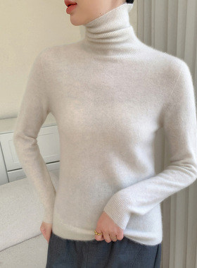 山羊绒针织衫秋冬新款女套头长袖百搭堆堆领休闲内搭打底毛衣