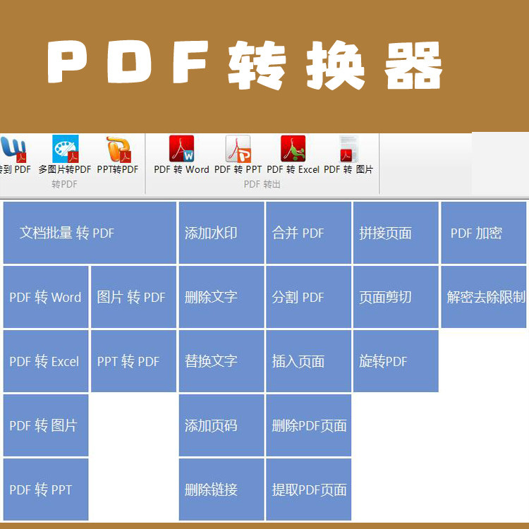 PDF转换器Word/TXT/Excel/Image转PDF PDF转Word/Excel 合并拆分