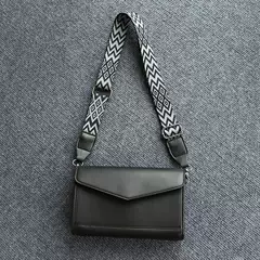2024 New Hard Leather Shaped Bag, Unisex Ribbon Bag, Black Envelope Bag, Small Square Bag, Men's Crossbody Bag