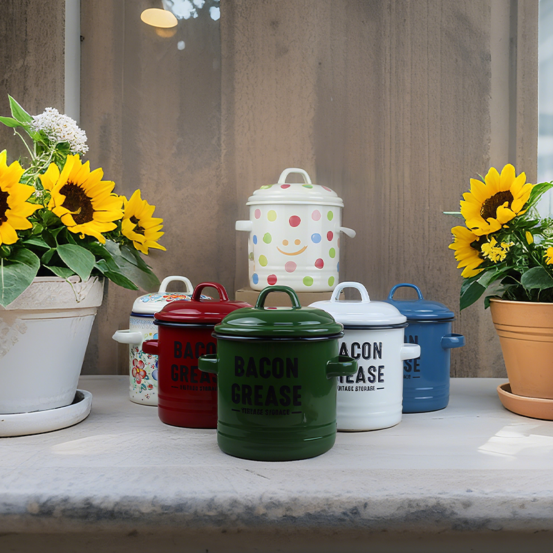 搪瓷带盖珐琅锅猪油汤锅