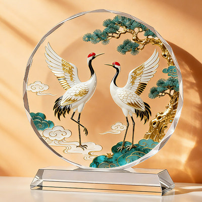 仙鹤延年送长辈吉祥如意装饰摆台水晶摆件客厅玄关乔迁开业礼物