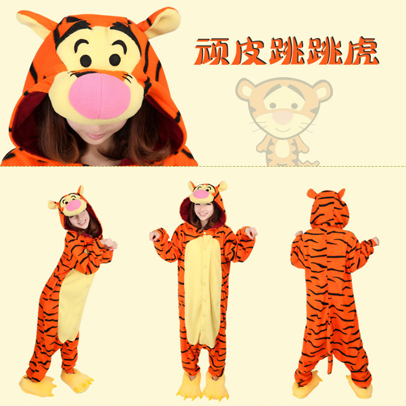 万圣节派对家庭亲子装卡通动漫表演服迪士尼跳跳虎cos连体演出服