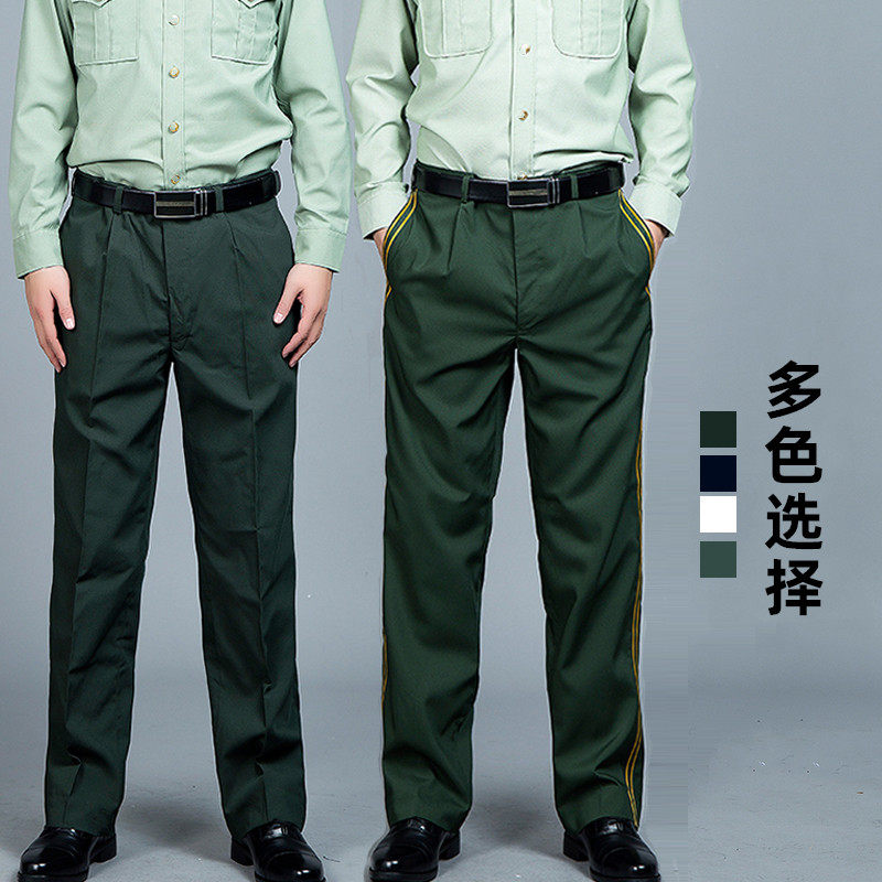 正品全新夏裤松枝绿男女薄款夏季长裤带后兜保安常服休闲西裤免烫