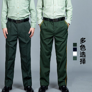 正品全新夏裤松枝绿男女薄款夏季长裤带后兜保安常服休闲西裤免烫