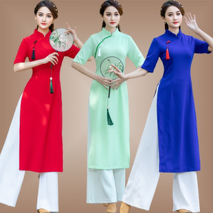 云裳广场舞服装 身韵舞蹈练功服民族风古典舞演出服 女改良旗袍新款