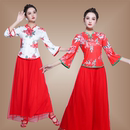 跳舞衣民族风舞蹈服套装 上衣喇叭袖 秧歌舞演出服 女新款 广场舞服装