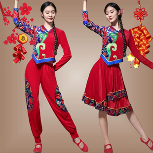 广场舞服装女新款金丝绒秧歌服套装民族风打鼓喜庆灯笼舞蹈演出服