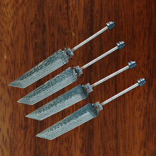 大马士革钢水果刀胚随身小刀茶刀胚切香刀坯一体柄diy半成品刀胚