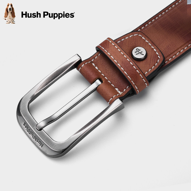 暇步士皮带男士新款商务通勤牛皮针扣腰带复古休闲腰带轻奢时尚