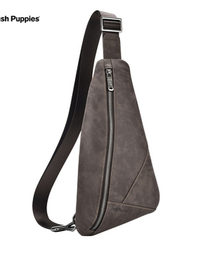 暇步士胸包男士真皮单肩包斜挎包黑色牛皮男包跨境休闲包胸包小众