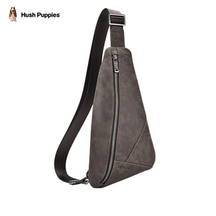 暇步士单肩包男士 真皮胸包黑色牛皮男包休闲包小众简约百搭斜挎包