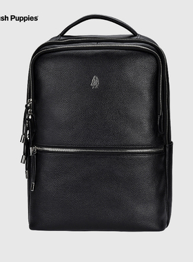 暇步士双肩包男士休闲旅游书包黑色大容量电脑包简约商务真皮背包