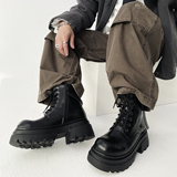 XZ110-251529#厚底马丁靴男春秋增高系带短靴黑色机车靴P130，男装工装外套，星座110