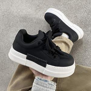 XZ110-25372#休闲厚底增高板鞋男黑色系带百搭舒适潮鞋P125，男鞋休闲鞋，星座110