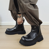 XZ110-251527#英伦风黑色马丁靴短筒厚底切尔西靴百搭大头靴P130，男鞋切尔西靴，星座110