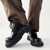 XZ110-9292#英伦风黑色马丁靴男冬季工装靴中跟圆头复古皮靴P125，男装工装外套，星座110
