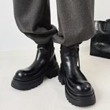 XZ110-251528#英伦风真皮厚底马丁靴季黑色短筒拉链保暖靴P130，男装棉衣，星座110