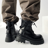 XZ110-251529#马丁靴男中筒黑色系带增高机车靴男友风P130，男装工装外套，星座110