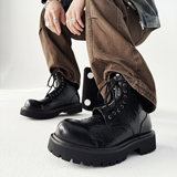 XZ110-9292#英伦风黑色马丁靴男冬季工装靴中跟圆头复古皮靴P125，男装工装外套，星座110
